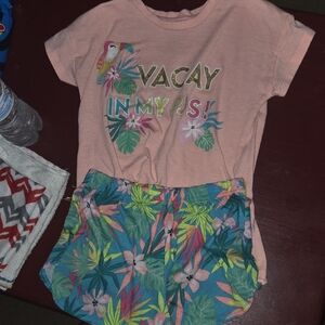 Wonder Nation Pink and Blue Tropical Pajama Set